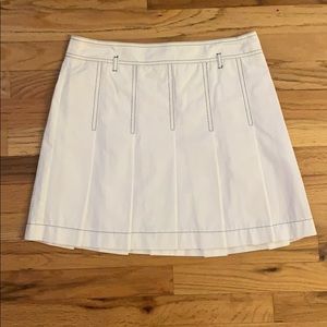 White Pleated Tennis Skirt w/ Black Stitching